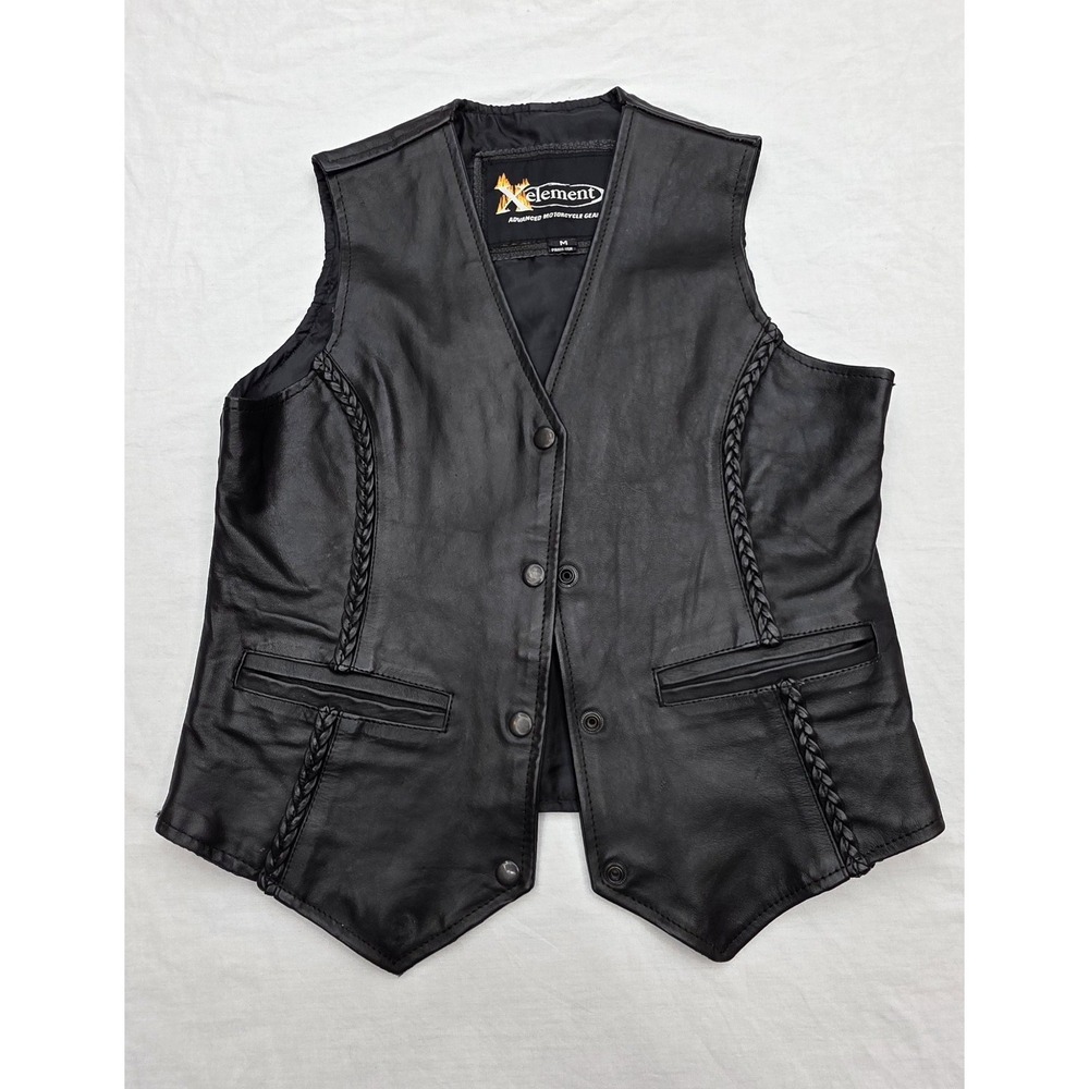 X Element Advanced Motorcycle Gear Leather Snap Button Vest‎ Size Medium